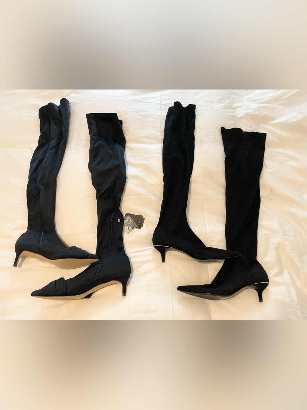 Zara over the knee black kitten heel stretchy boots sz 39 - price is for both